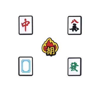 5 adet Silikon Takılar Ayakkabı Dekorasyon PVC Mahjong Oyunları Bileklik Pin Aksesuarları Chinoiserie Bahçe Terlik Süsleme