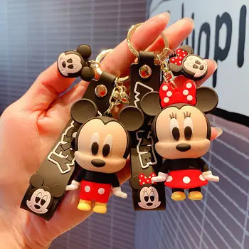 Disney Anime Mickey Anahtarlık Karikatür Dikiş Sevimli Minnie Anahtarlık okul çantası Asılı Tüm Maç Araba Anahtarlık Çift Hediye