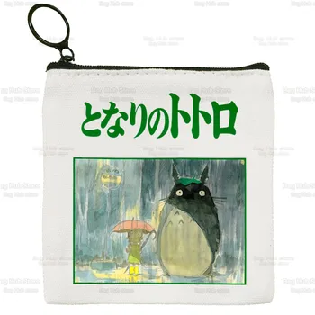 Totoro Stüdyo Ghibli Tuval Ruhların Kaçışı KiKi Anime bozuk para cüzdanı Küçük Fermuar Miyazaki Hayao anahtar çantası Harajuku Sevimli El Çantası