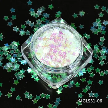 MGLS-31-3 mm Yıldız Glitter pul tırnak Flakies renkli tırnak sanatı Madeni Pul Tırnak Sanat ve DIY supplies1pack=5g kavanoz