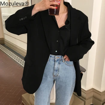 Mozuleva Gevşek Giyim Kadın Takım Elbise Ceket Bahar Sonbahar Kadın Jacke Zarif Şık Tek göğüslü Kadın Blazer Femme