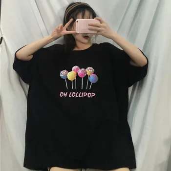 Boyutu 8XL 150KG Yaz Büyük Tişörtleri Kısa Kollu Bayanlar Üst Büyük Boy Kadın Giyim Harajuku Rahat Gevşek Karikatür T-shirt