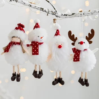 Noel Baba Kardan Adam Küçük Kolye Peluş Melek Kız Kolye Noel Ağacı Dekorasyon Elk Noel Süsler