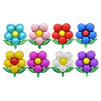 1 adet Renkli Çiçekler Folyo Balonlar Doğum Günü Düğün parti dekorasyon balonları çocuk oyuncakları Parti malzemeleri Pembe Açık mavi