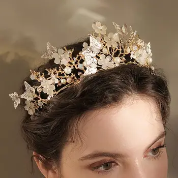Gelin tacı Kafa Bandı Düğün yapay elmas taç İnci Barok Prop Fotoğraf Çelenk Kafa Peri Başlığı Şapkalar Headdress Gelin