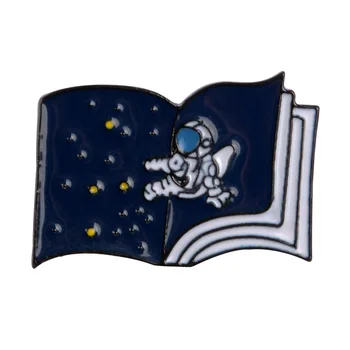 Uzay Astronot Kitap Broş Kovboy Rozeti Giyim Aksesuarları Küçük Takı Emaye Metal Rozeti Yaka Pin