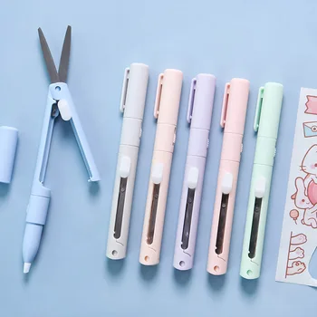 2 İn 1 Morandi Çok Fonksiyonlu Maket Bıçağı Kağıt Kesici Kesme Kağıt Makas DIY Seramik Bıçak Kalem Bıçak Okul Malzemeleri