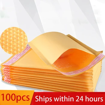 100 adet/takım Kraft Kağıt Kabarcık Zarf Çanta Farklı Özellikler Postaları Yastıklı Nakliye Zarf Kabarcık Posta Çantası