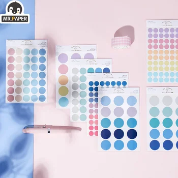 Mr. kağıt 7 Stilleri 3 adet / grup Morandi Renk Polka Dot Estetik Çıkartmalar Personalizados Çıkartmalar El Hesabı Dekoratif Çıkartmalar