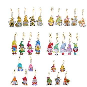 5 Adet DIY Elmas Boyama Gnome Anahtarlıklar Noel Kolye Asılı Süsleme Kadınlar için Çanta Sırt Çantası Dekorasyon El Yapımı Hediye