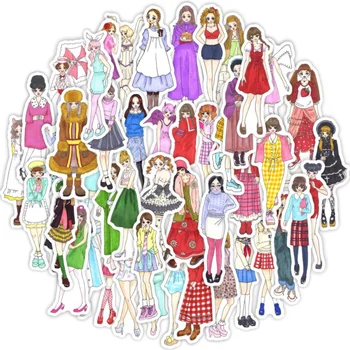 58 adet Moda El-boyalı Kız Çıkartmalar Scrapbooking Günlüğü Kolaj Günlüğü Albümü Karakterler Giyim dekorasyon çıkartması