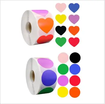 500 adet Renkli Yuvarlak Çıkartmalar Kalp Kağıt Etiket Etiket Sevimli Sızdırmazlık etiket etiket Zarf Hediye Dekor Kırtasiye Sticker