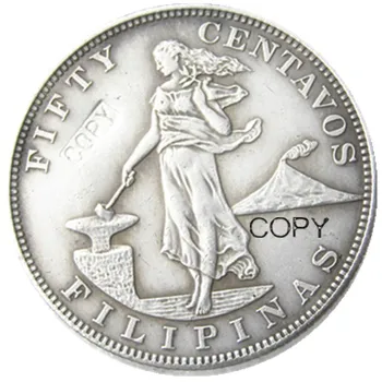 FİLİPİNLER Bir dizi (1903-1906) 4 adet 0.5 Peso Taç Gümüş Kaplama kopya paraları