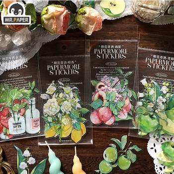 Mr. kağıt 4 Stilleri 10 adet/torba Taze Meyve Etiket Paketi Yaratıcı Estetik Botanik El Hesabı Dekoratif Kırtasiye Çıkartmalar