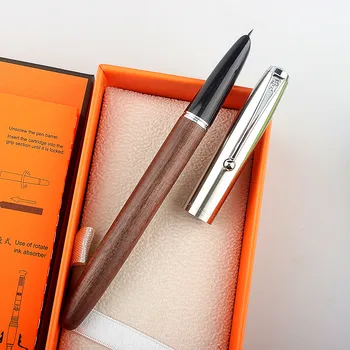 Jinhao 51a Klasik Retro ahşap dolma kalem gümüş Klip Koyu kalem ucu İnce 0.5 mm Orta 0.6-0.7 mm Kırtasiye Okul Malzemeleri için