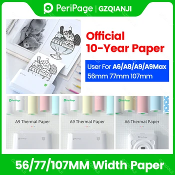 56 77 107mm PeriPage Resmi Termal Notlar yapışkan etiket Saydam kağıt rulosu Termal Cep Mini Yazıcı İçin A6 A9 A9 (s) Max