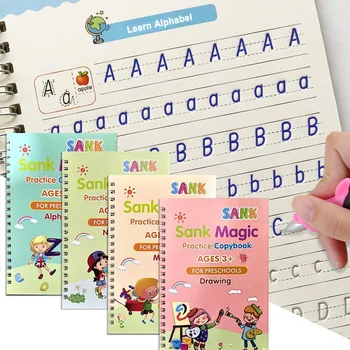4 Kitap Kullanımlık Defterini Kaligrafi Öğrenmek Alfabe Boyama Aritmetik Matematik Çocuk el yazısı alıştırma Kitapları bebek oyuncakları