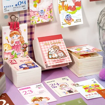 Dımı 365 gün Mini Takvim Kawaii Masa Takvimi Deco Scrapbooking Kolaj Mermi Günlük Malzeme Kağıtları Ofis Kırtasiye