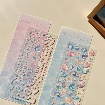 2 adet Sevimli Parlak Kabuk Aşk İnci Çıkartmalar Scrapbooking Dekoratif Kawaii Kırtasiye Sticker Kore DIY Günlüğü Albümü Sopa Etiket