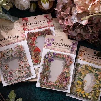 10 Yaprak Çiçek Peri Serisi Kolaj Kartı Vintage Sınır Çıkartmalar Dekor Fotoğraf Albümü Önemsiz Günlüğü Kolaj Scrapbooking Notebooklar