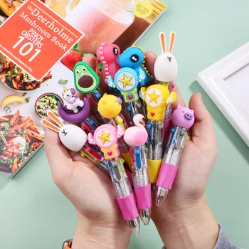 30 Adet / grup Kawaii Mini Dört Renkli Tükenmez Kalem Sevimli Karikatür 4 Renk Geri Çekilebilir tükenmez kalem Öğrenci Okul Hediye Kırtasiye
