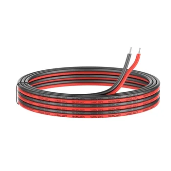 5M 10M 50M 100M 22AWG 2 İletken elektrik teli Ultra Yumuşak Esnek PVC Bakır Kablo Siyah Kırmızı Uzatma Kablosu Tek LED