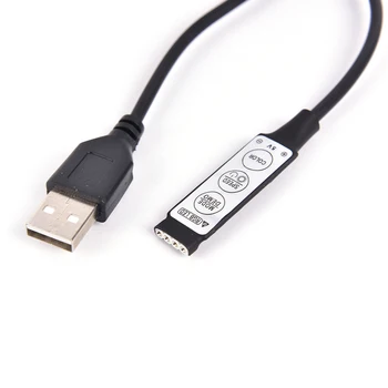 USB RGB Denetleyici DC5V Led Dimmer 3 Tuşları ile 4 Pin dişi konnektör 5V RGB Led USB şerit 19 Dinamik Modları Led Şerit