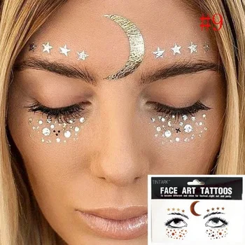 1 paket Yüz Dövme Etiket Bling Bling Takı Yüz Gözler yıldız ay çil Güzellik Makyaj Sticker Vücut Sanatı Boya Geçici Dövme