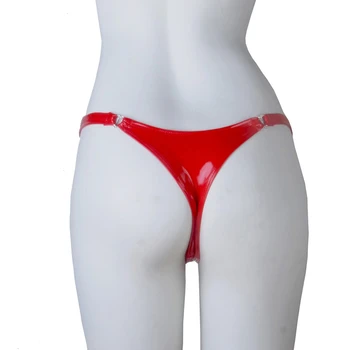 Culotte Femme Erotik Iç Çamaşırı Artı Boyutu Lateks G-dizeleri PVC Parlak Külot Seksi Mikro Tanga Kadın Düşük Katlı T-geri Sahne Giyim