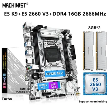 MAKİNİST X99 Anakart LGA 2011-3 Seti Kiti Xeon E5 2660 V3 CPU İşlemci 16G=2 * 8G DDR4 2666MHz RAM NVME M. 2 SSD SATA 3.0 E5 K9