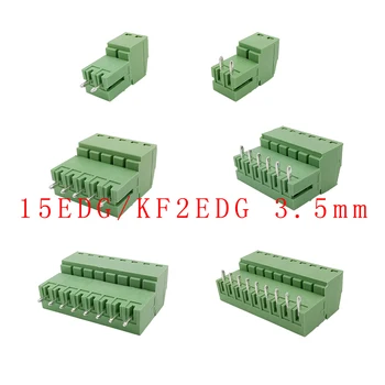 5 Çift 15EDG 3.5 mm KF2EDG 3.5 mm PCB Vida Terminal Bloğu Bağlayıcı Sağ Açı / Düz İğne fiş pimi Başlık Soket 2-12 Pin
