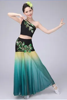 Yeni! Kadın Ulusal Kostümleri Giysi dans kostümü Tavuskuşu Dans Elbise Çin Halk Dansları Elbise