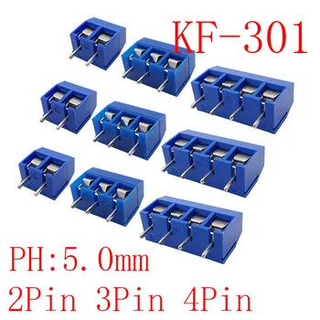 KF301 2Pin 3Pin 4Pin Pitch 5.0 mm Terminal Bloğu KF301-2P KF301-3P KF301-4P Düz Pin Plug-in PCB Kablo Konektörü 10/20 Adet
