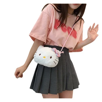 Hello Kitty Kawayi Peluş basit omuz çantası Ins Çapraz cep telefonu Moda MS Ebeveyn-Çocuk Bebek doğum günü hediyesi