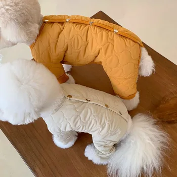 Pet Pamuk Coat Kalınlaşmak Sıcak Köpek Giyim Köpek Yorkshire Schnauzer Teddy Ceketler Tulumlar Pet Aksesuarları Dört Bacaklar Pet Kostüm