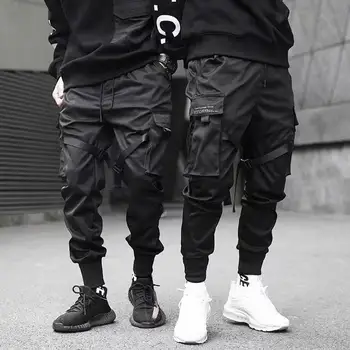 Erkek Hip Hop Giyim Koşu Kargo pantolon Harem Sweatpants Dış Giyim Rahat Japon Harajuku Moda Erkek Pantolon Rahat