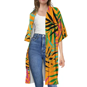 2021 Bayanlar Kimono Hırka Polinezya Tribal Baskı Gevşek Kimono Rahat 4XL Artı Boyutu Kadın Giyim Uzun Ceket Yaz Ceket
