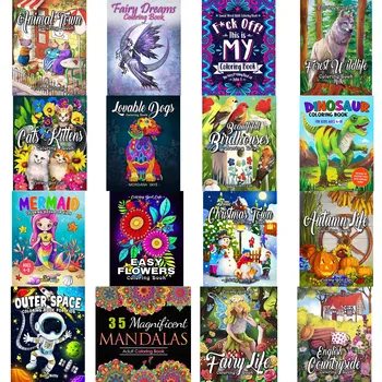 Chao fan Boyama Kitapları için Yetişkin/Kız/Çocuk / Erkek, hayvan Çiçek Kedi Köpek Dinozor Mandala Renk Kitap