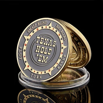 Texas Casino Şanslı Sikke Hatıra Sikke Texas Hold'em Küçük Büyük Kör Flop Turn Nehir Guardian Çip Rozeti Sikke Koleksiyonu Hediye