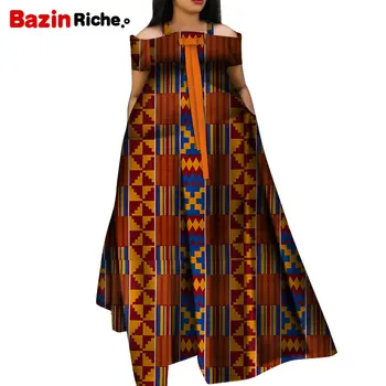Yaz Afrika Elbiseler Kadınlar için 2022 Yeni Moda Elbise uzun elbise Baskı Bazin Vestidos Dashiki parti giysileri WY5271