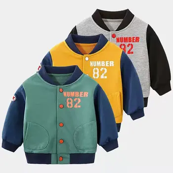 2022 İlkbahar Sonbahar 2 3 4 5 6 8 10 Yıl Çocuk V Yaka Uzun Kollu Renk Patchwork Spor Dış Giyim Çocuklar Erkek Bebek Beyzbol Ceket