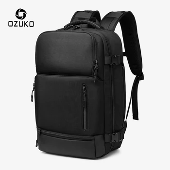 OZUKO Büyük Kapasiteli Erkek Sırt Çantası 15.6 inç Laptop Sırt Çantaları Erkek Su Geçirmez Seyahat Çantası USB Şarj Sırt Çantası erkek Bagaj Çantası