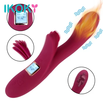 IKOKY 10 hız ısıtma vibratör kadın Masturbator klitoris stimülatörü meme G noktası yapay penis masajı dil vibratörler kadınlar için