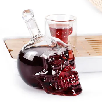 Viski Kafatası Kafa Cam şarap şişesi Yaratıcı Şeffaf Gotik Kristal Votka Ruhları Sürahi Likör Alkol içecek bardağı