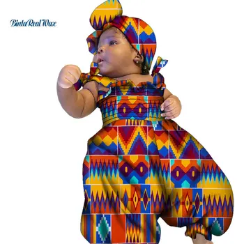 Afrika Erkek Bebek Kız Tulum Pamuk Bazin Streç Afrika Tasarım Tulum Çocuklar Kızlar için Bebek Afrika Çocuk Giyim WYT609