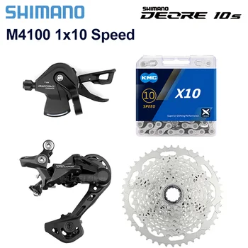 Shimano Deore 10 S Groupset M4100 M4120 Vites 1x10 Hız Kolu Kolu 10 V K7 36 T 42 T 46 T 50 T Kaset KMC X10 10 S Zincir