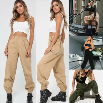 Kadın Kargo Pantolon Rahat Pantolon Zinciri Olmadan Askeri Ordu Savaş Kamuflaj kamuflajlı kargo pantolon Bayan Giyim kadın Moda