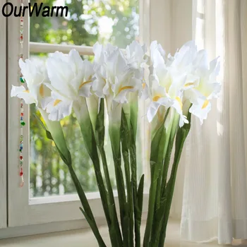 OurWarm 10/6 adet Gerçek Dokunmatik Iris yapay çiçekler Düğün için 68cm Kumaş Dekoratif Sahte Çiçekler Masa Dekorasyon Aksesuarları