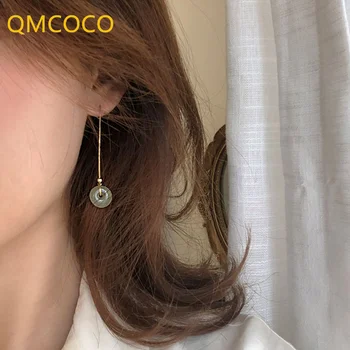 QMCOCO Gümüş Renk 2021 Yeni Klasik Moda Yuvarlak Geometri Vintage Eardrop Kadın Doğum Günü Partisi Takı Hediyeler El Takı