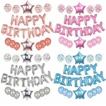 1 takım Mutlu Doğum Günü Balonlar Folyo Mektup Balon Afiş Garland Bunting Çocuklar Kız Erkek Doğum Günü Bebek Duş Yıldönümü Partisi